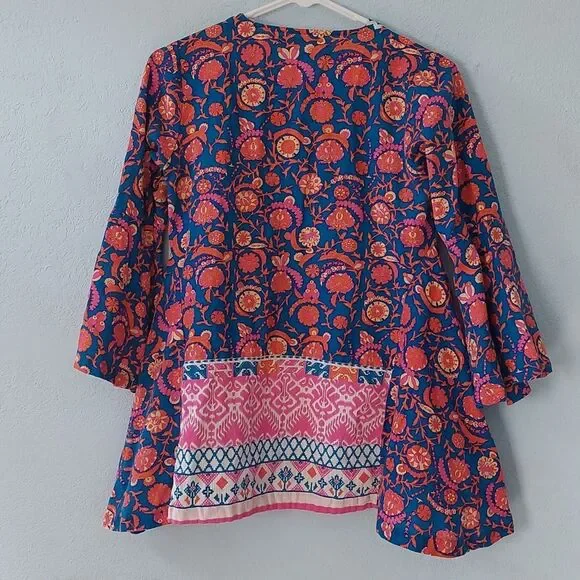 Khaadi Women's Intricate Multicolor Damask Print Shark Hem Trapeze Top - Picture 9 of 9